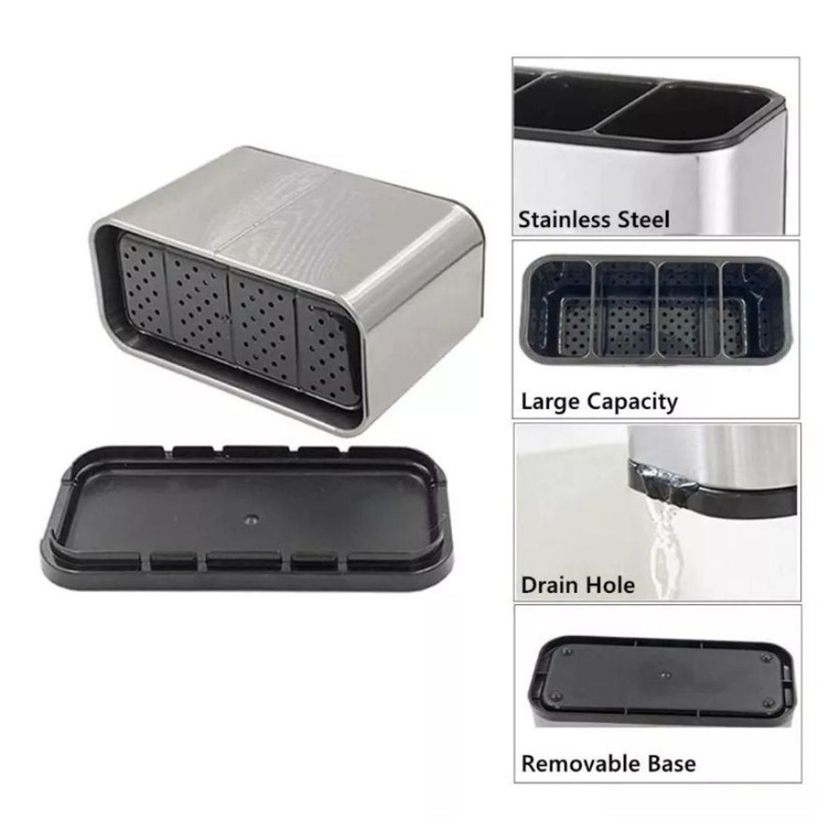 GENERICO - Soporte Para Utensilios De Cocina De Acero Inoxidable