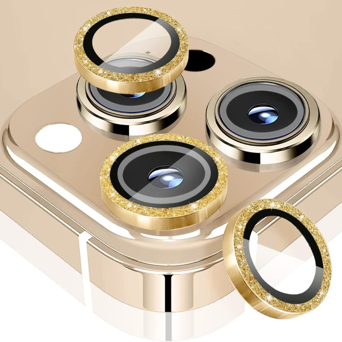 GENERICO - Protector Lentes Para Cámara iPhone 15 Pro/15 Pro Max Dorado Brillante