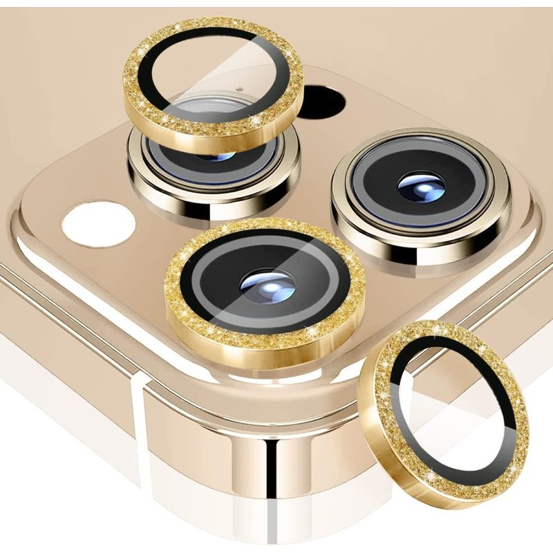 GENERICO - Protector Lentes Para Cámara iPhone 15 Pro/15 Pro Max Dorado Brillante