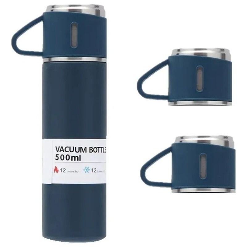 U BUY - Set Termos Para Agua Caliente Termo Cafe 500ML + 2 Tazas AZUL