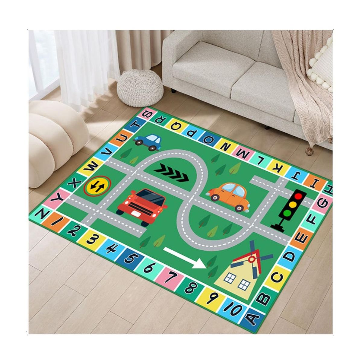 KIVARA - Alfombra Infantil Garaje 80X120 Cm Tapete Dormitorio Sala