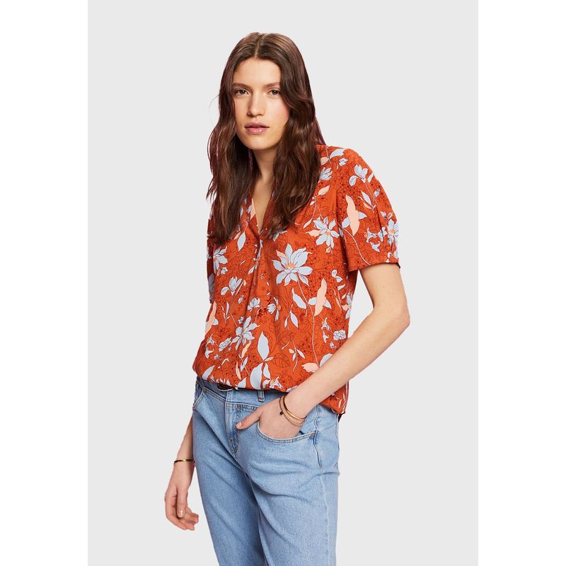 ESPRIT - Blusa Estampado Floral Y Cuello V Mujer Esprit ESPRIT