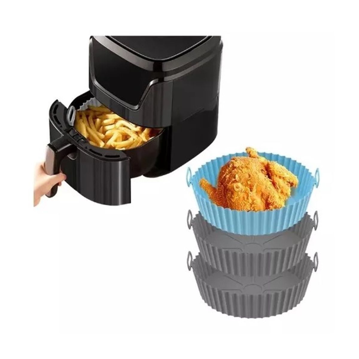GENERICO - Cesto Bandeja Silicona Airfryer Freidora Aire Anti-adherente
