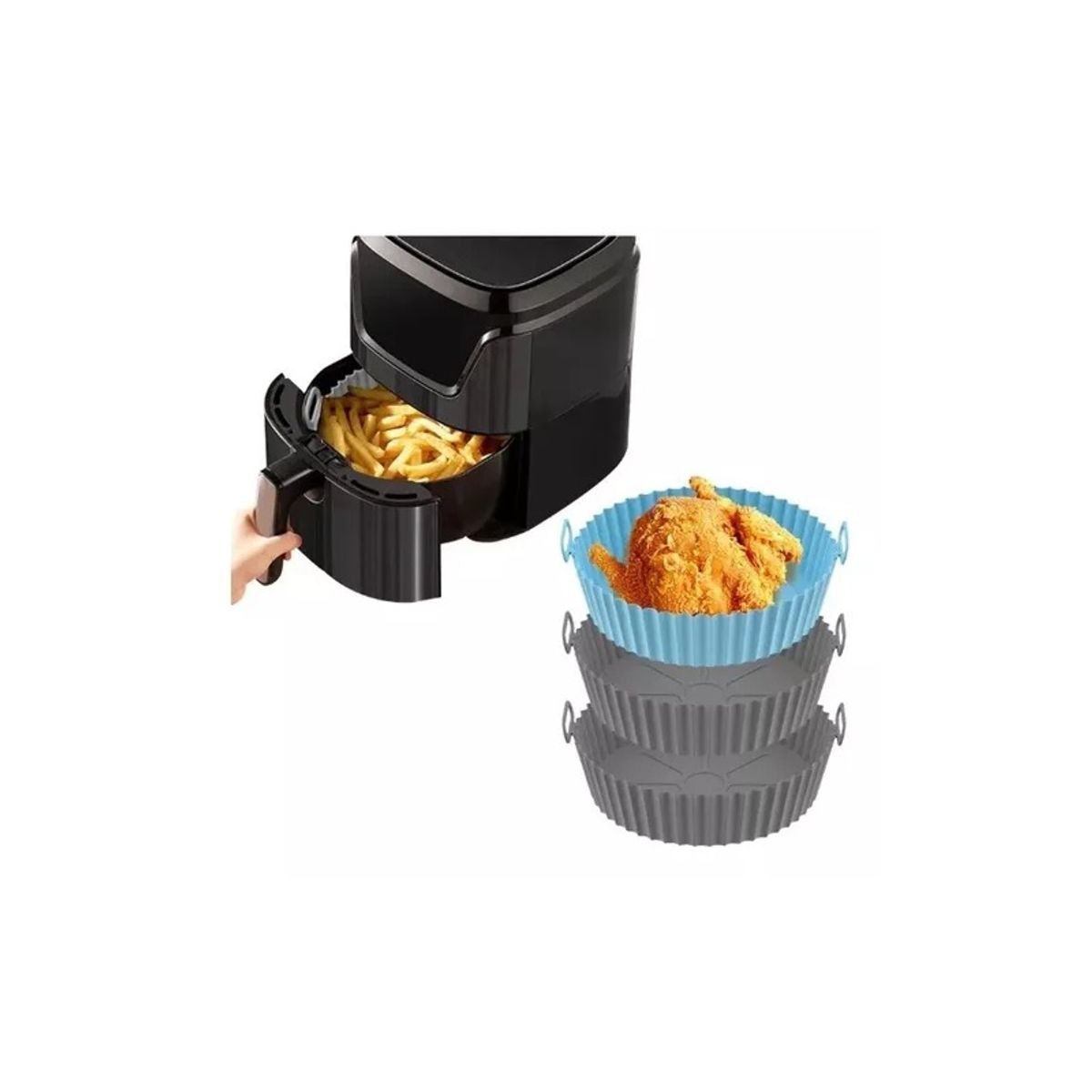 GENERICO - Cesto Bandeja Silicona Airfryer Freidora Aire Anti-adherente