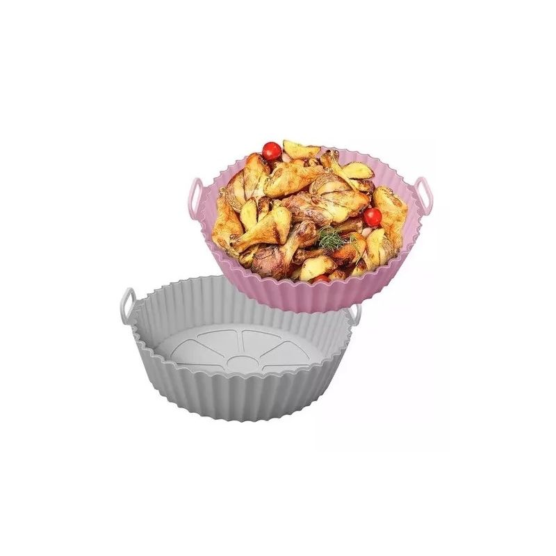 GENERICO - 2 Cesto Bandeja Silicona Airfryer Freidora Aire Anti-adherente