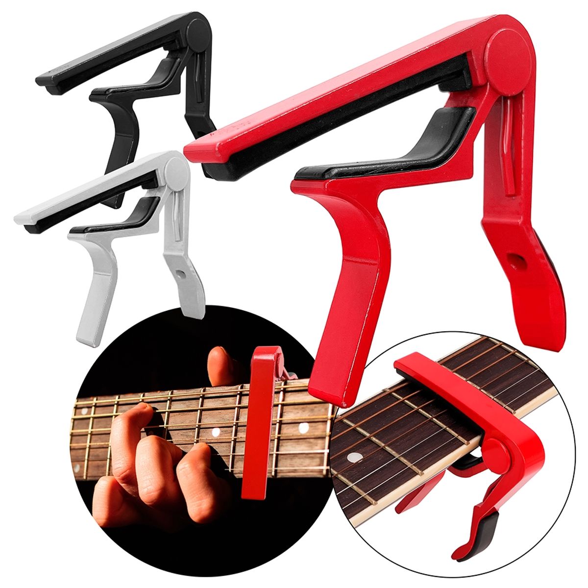 GENERICO - Cejilla Capo Para Guitarra Y Bajo Acústica Eléctrica Rojo