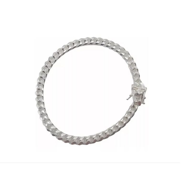 GENERICO - Pulsera Hombre Cubana Broche Cajon Plata Italiana 925 - 6 mm