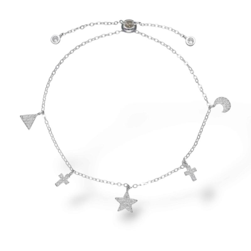 GENERICO - Pulsera de Plata Ajustable Cruz Estrella Circones