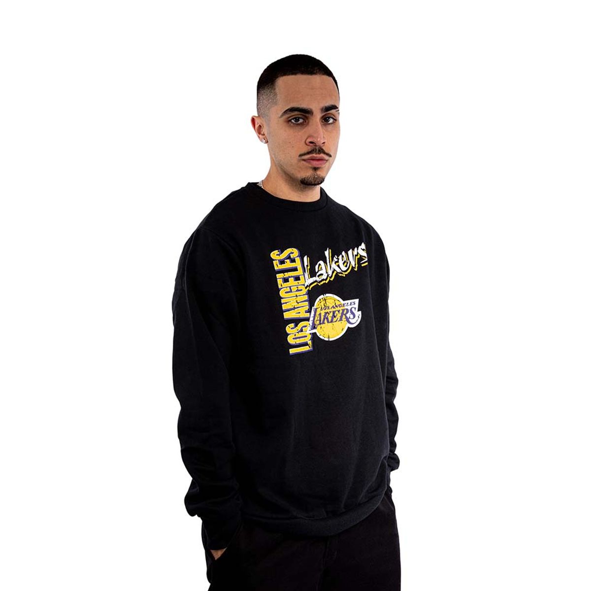 MITCHELL & NESS - Polerón Hoodie Nba Cracked Los Angeles Lakers Negro Mitchell And Ness