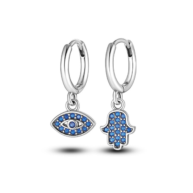 SILVER HEART - Aros Argolla Mano y Ojo de Protección En Plata Fina 925 SILVER HEART