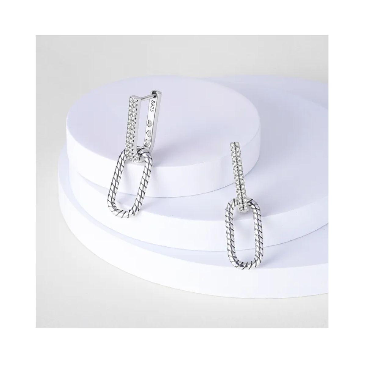 SILVER HEART - Aros U Circones Y Eslabón Trenzado En Plata Fina 925 SILVER HEART