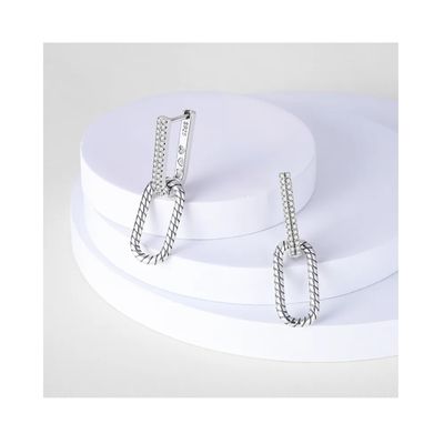 Imagen 2 del producto Aros U Circones Y Eslabón Trenzado En Plata Fina 925