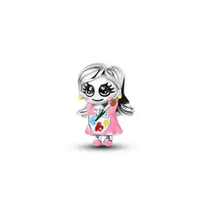 SILVER HEART - Charm Niña Artista Acuarela Y Pincel en Plata Fina 925