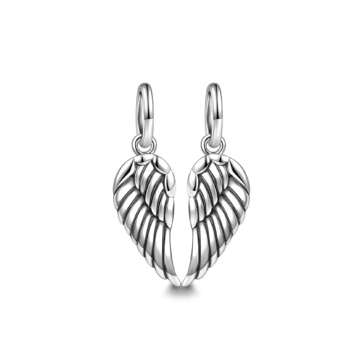 SILVER HEART - Charm Doble Alas de Ángel Colgantes en Plata Fina 925 SILVER HEART
