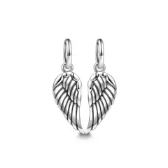SILVER HEART - Charm Doble Alas de Ángel Colgantes en Plata Fina 925