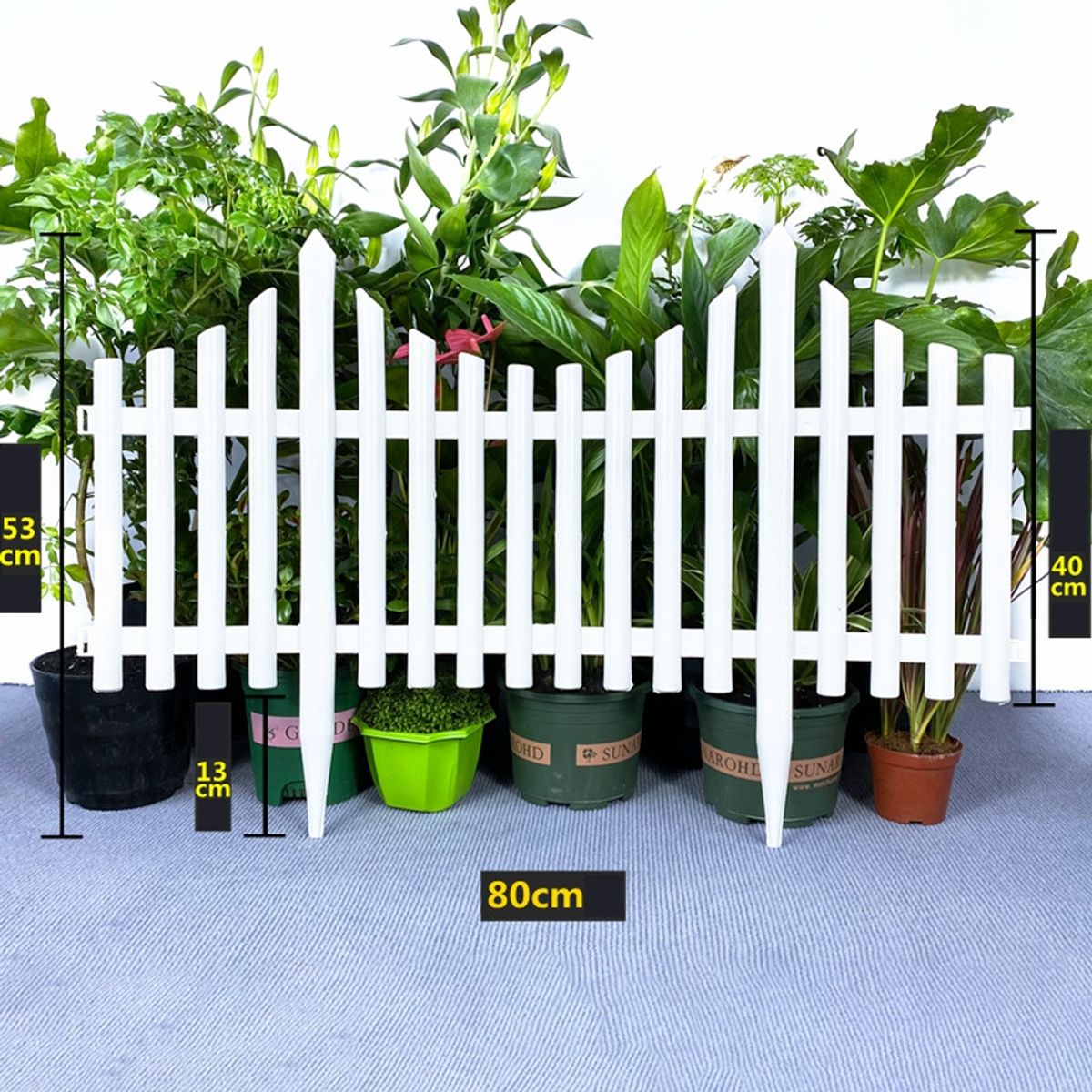 CRUSEC - Valla de Jardín con Borde Blanco Pack 4 Resistente 80x53cm