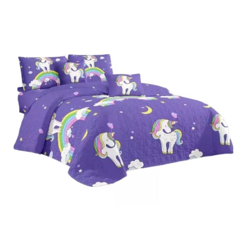 GENERICO - Cobertor De Verano Para Niños De Una Plaza Y Media Unicornio Morado