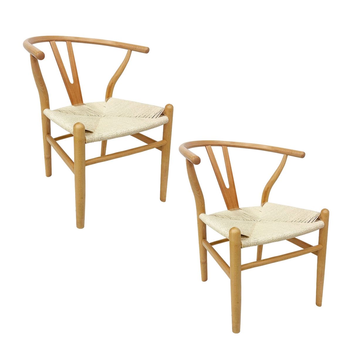 NOVAHUS - Pack 2 Silla comedor Wishbone Madera