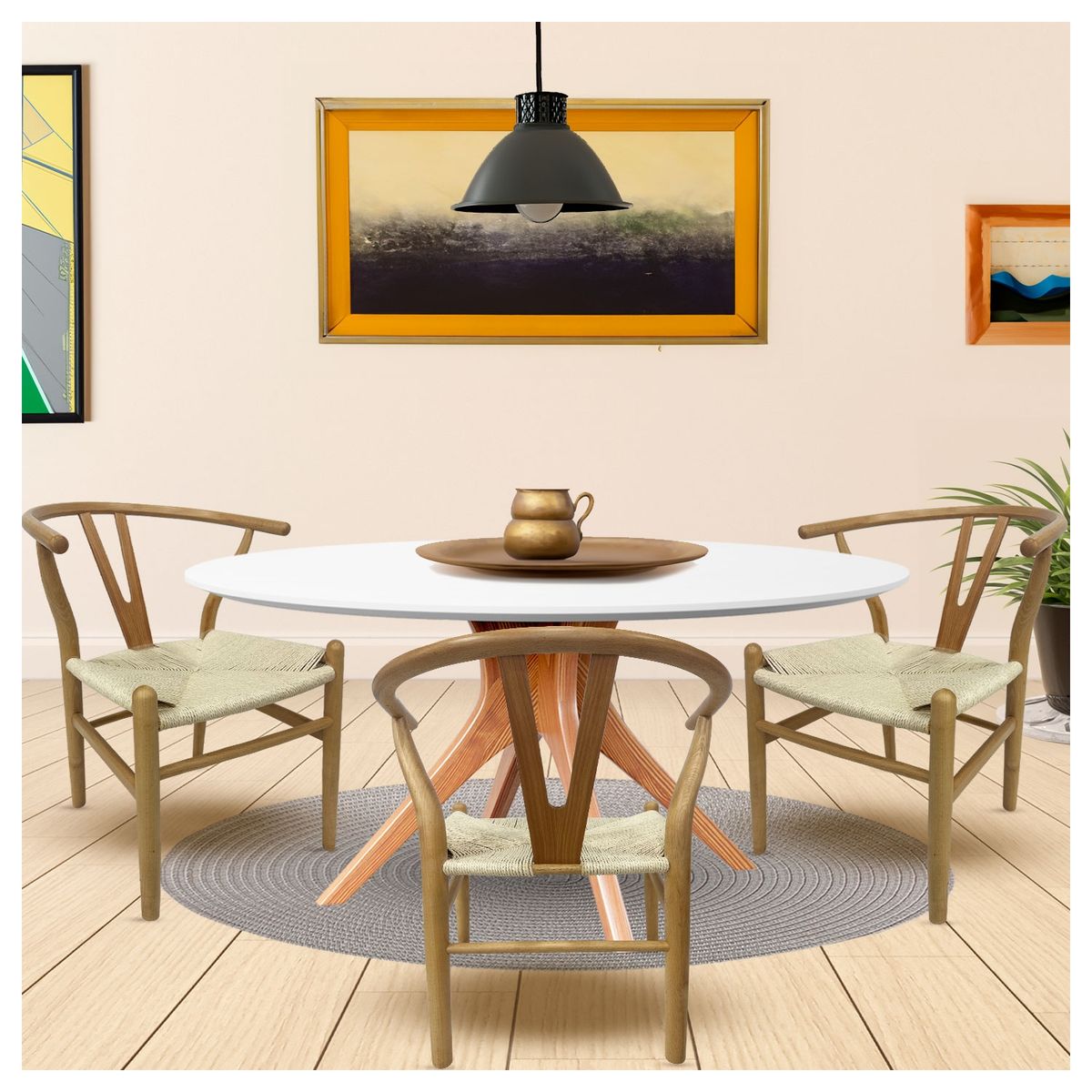 NOVAHUS - Pack 2 Silla comedor Wishbone Madera