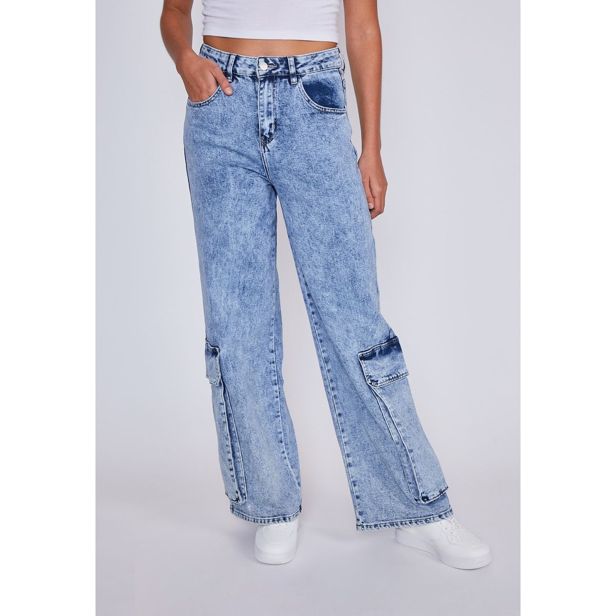 SIOUX - Jeans Mujer Wide Leg Maxi Bolsillos Azul Sioux