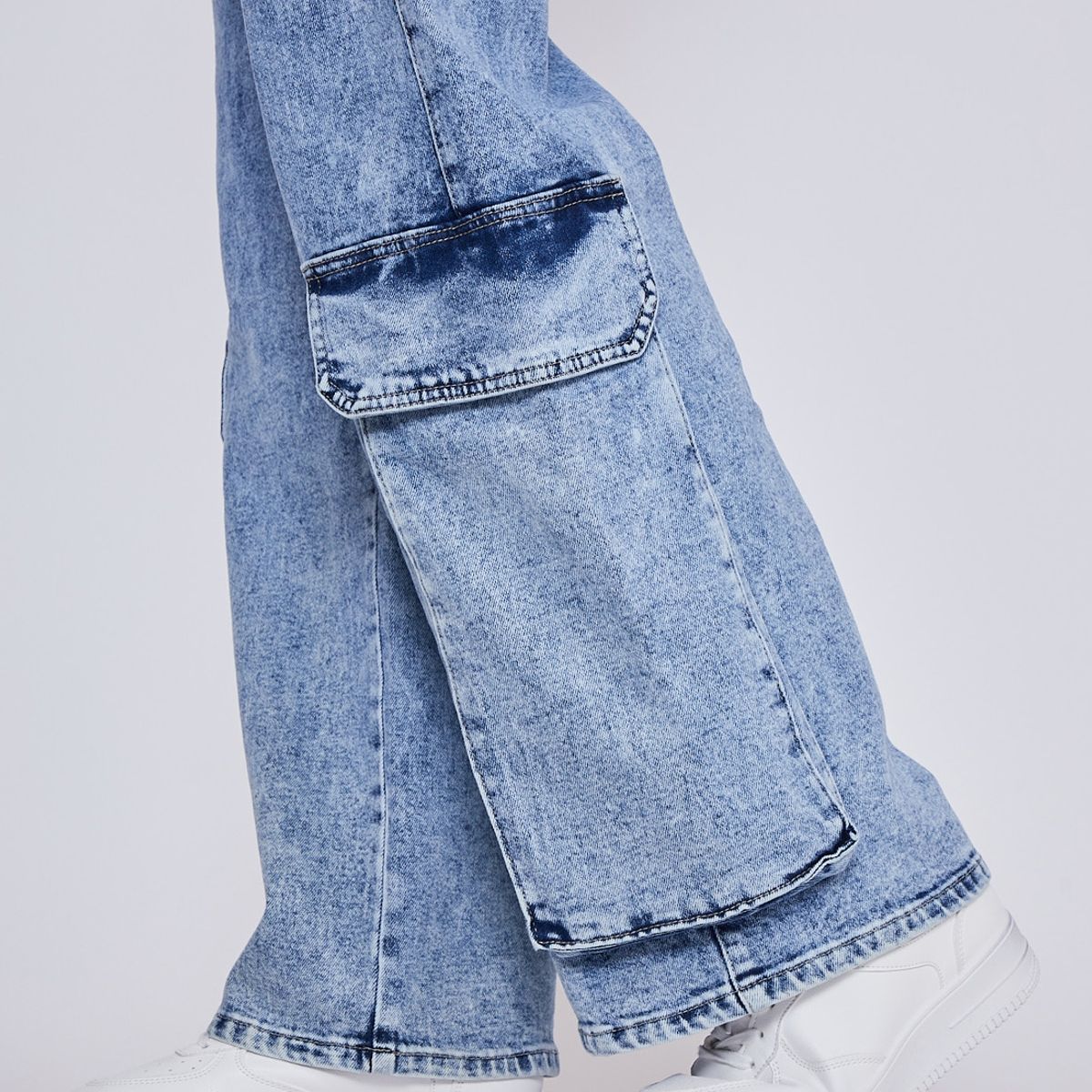 SIOUX - Jeans Mujer Wide Leg Maxi Bolsillos Azul Sioux