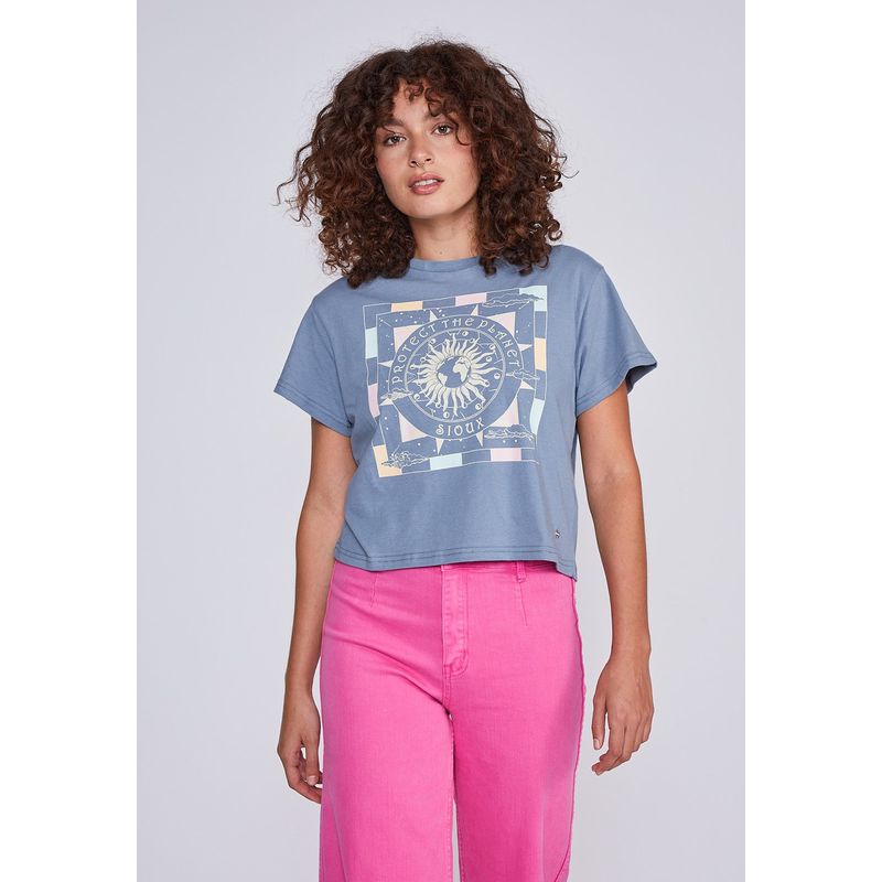 SIOUX - Polera Mujer Protect Planet Celeste Sioux