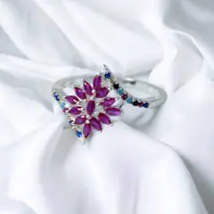 GENERICO - Anillo de Plata Flor Circones Multicolor