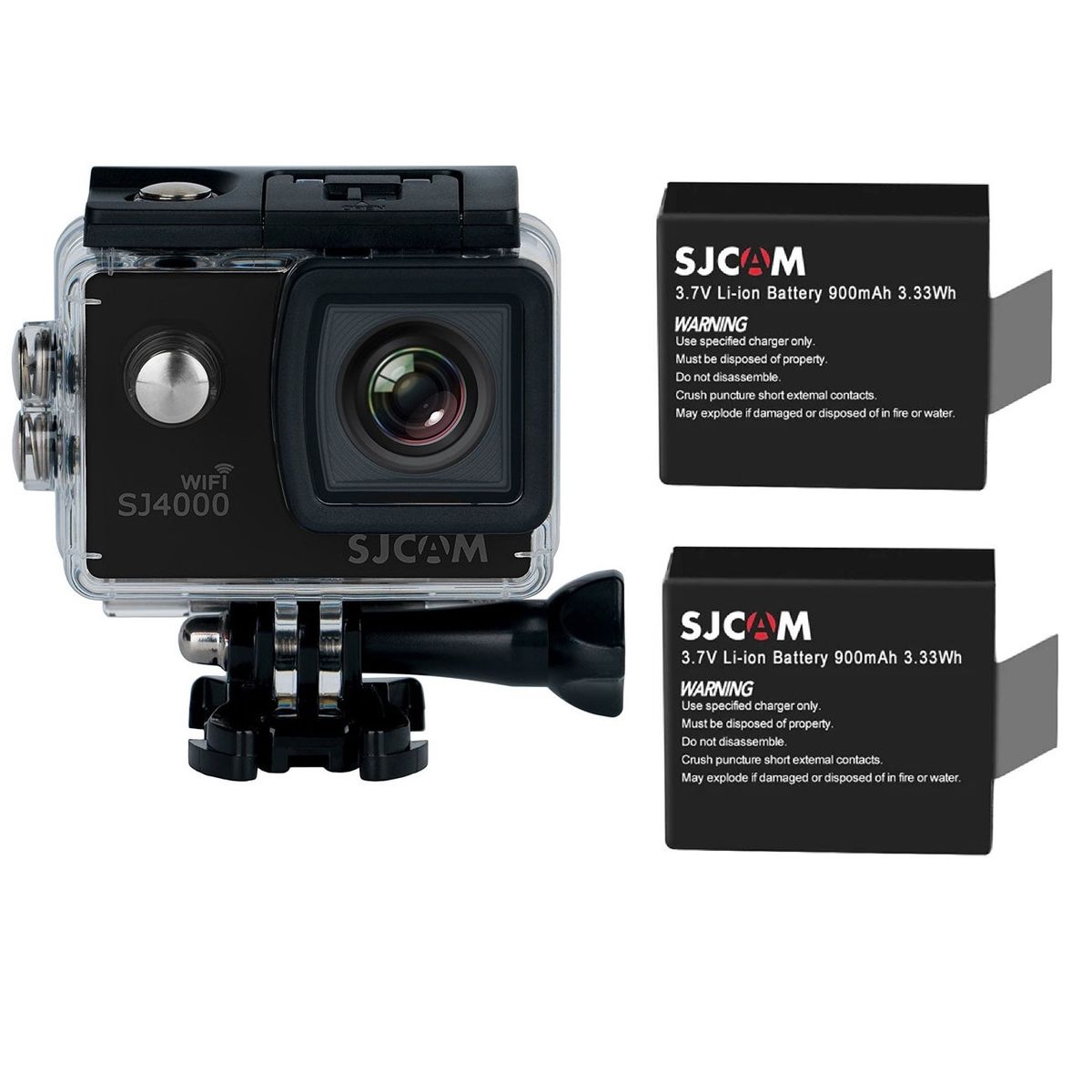 SJCAM - Cámara de acción SJCAM SJ4000 4K WiFi Cámara Sumergible 2 baterias