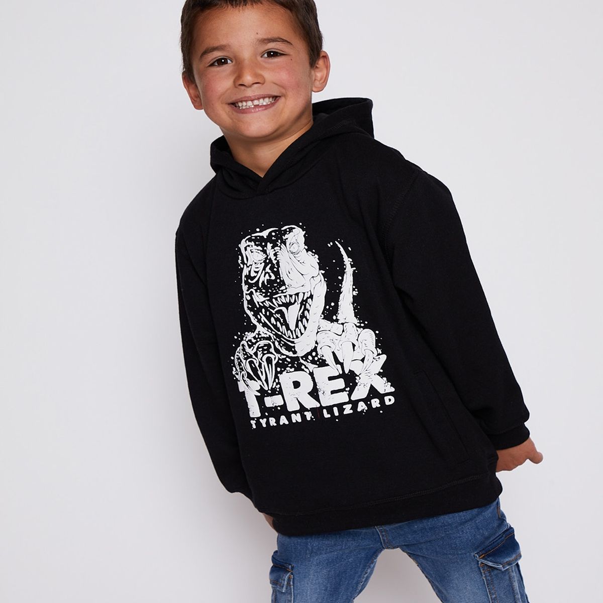 FAMILY SHOP - Poleron Niño Canguro Dinosuario Negro Family Shop