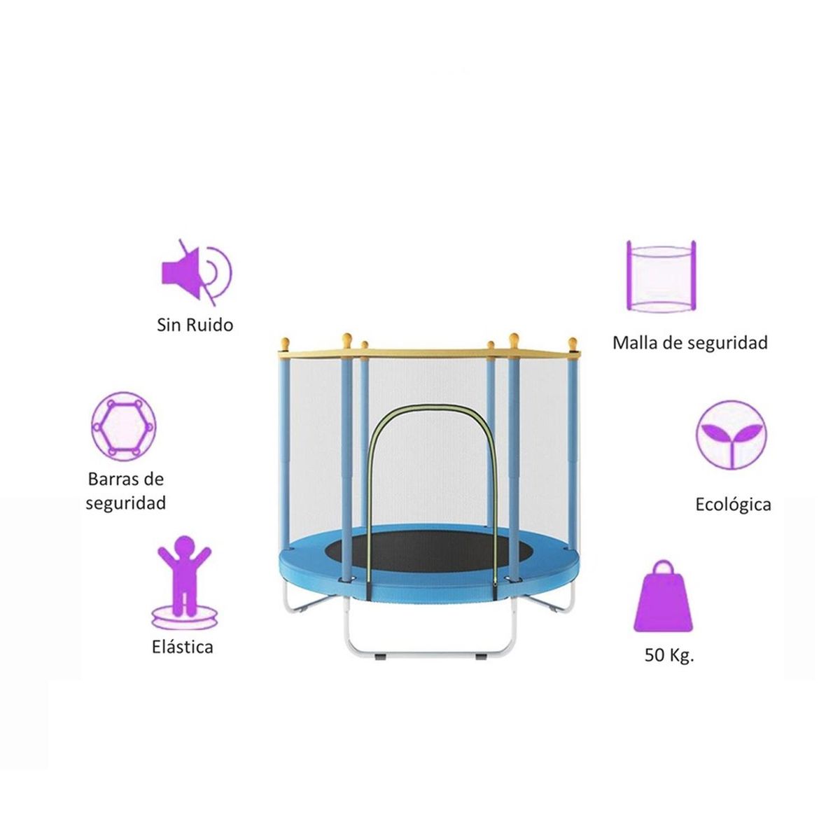 AUCKLAND OUTDOOR - Cama Elastica Saltarina Malla Protección Trampolin 140c Azul