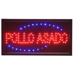GENERICO - Letreros Led Luminosos Comerciales Texto Pollo Asado 48x25cm