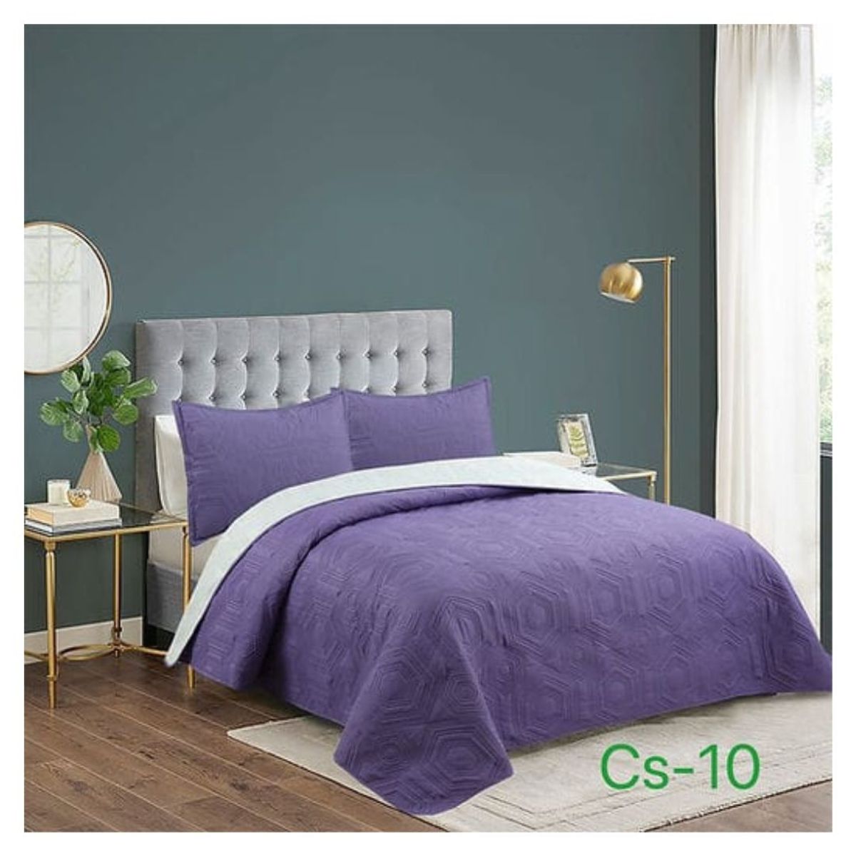 GENERICO - Cubrecama Quilt Verano 1.5 Plazas - Lila Blanco