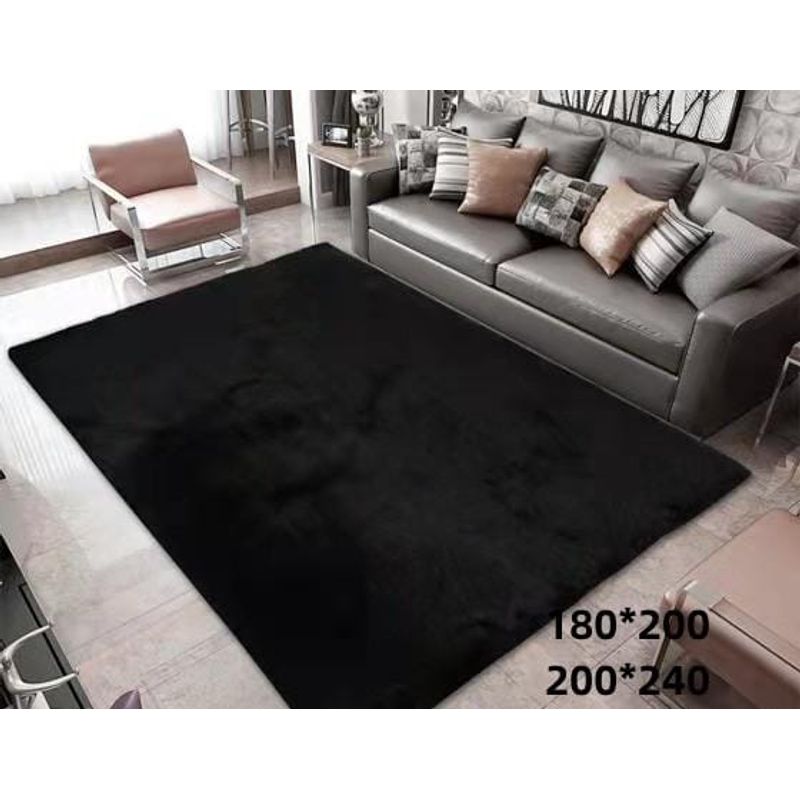 GENERICO - Alfombra de living peluda tipo shaggy 180 x 200 cm Negro