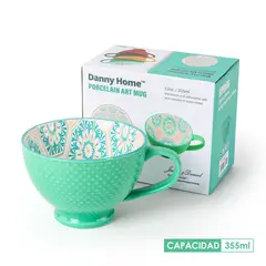 DANNY HOME - Mug con Textura Interior para Desayuno Verde Claro