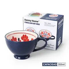 DANNY HOME - Mug con Textura Interior para Desayuno Azul Oscuro