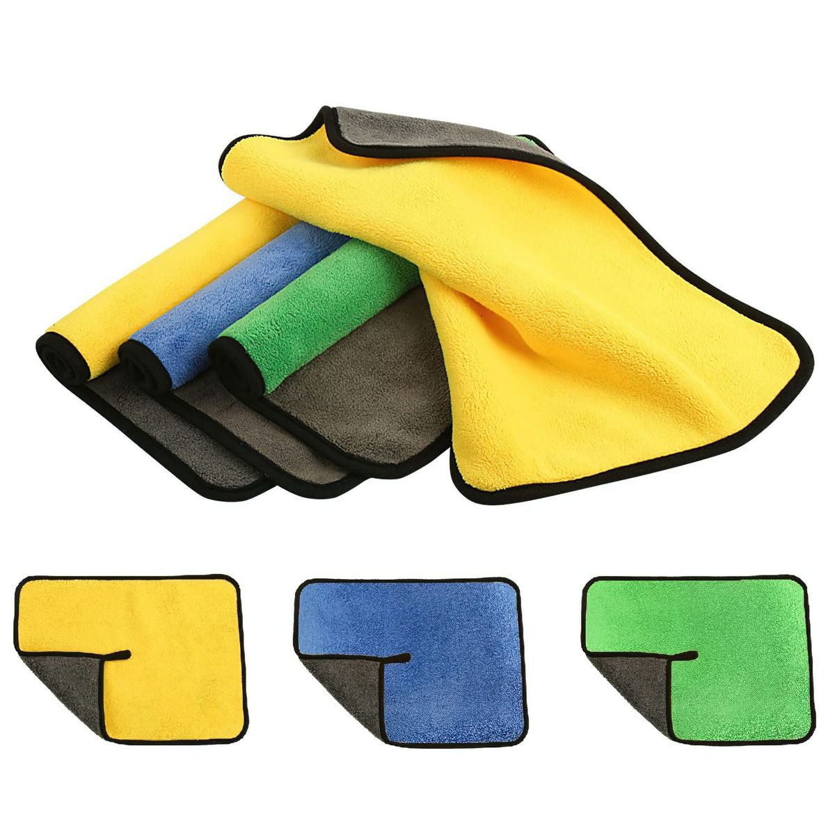 EVERSO - Pack 3 Paño De Limpieza De Coches  Absorbente Secado Rapido 30 x 40 cm