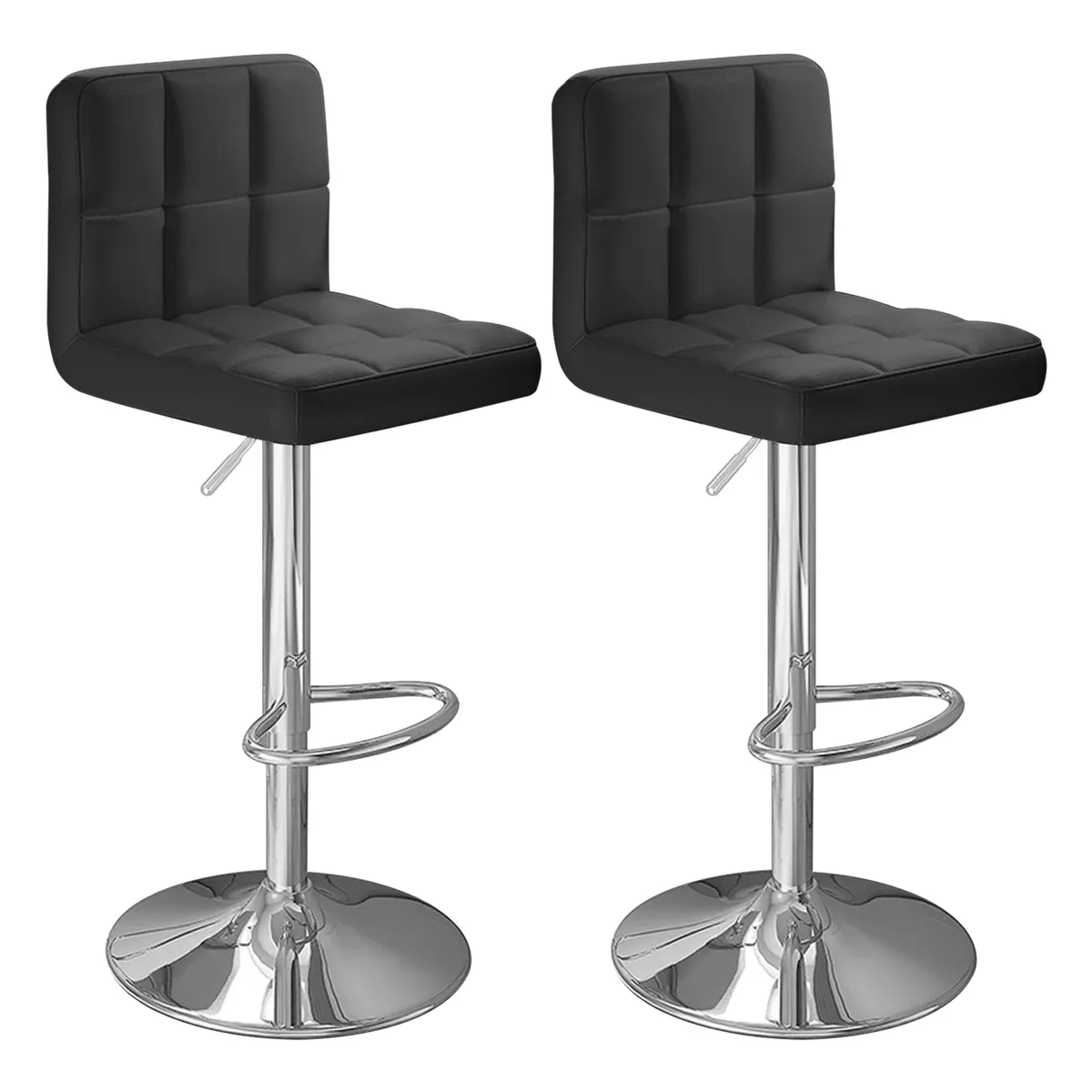 VIDITA - Pack 2 Silla Piso Bar Altura Regulable Taburete Con Respaldo Negro