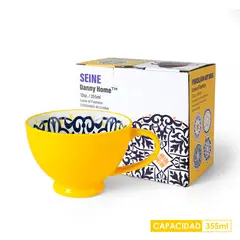 DANNY HOME - Mug con Textura Interior para Desayuno Amarillo Fundo Negro