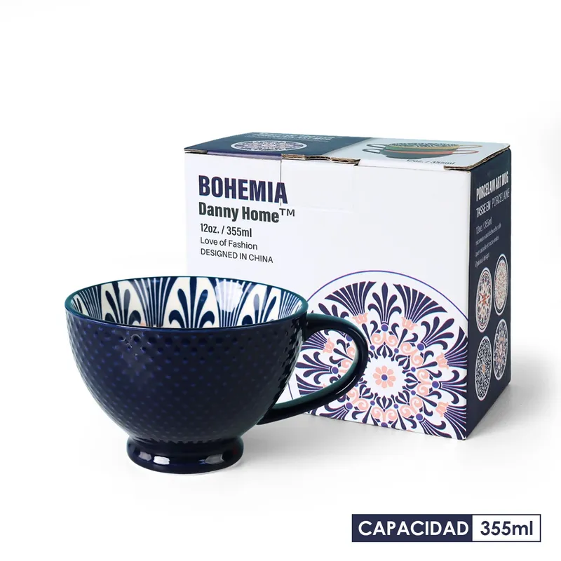 DANNY HOME - Mug con Textura Interior para Desayuno Azul Danny Home