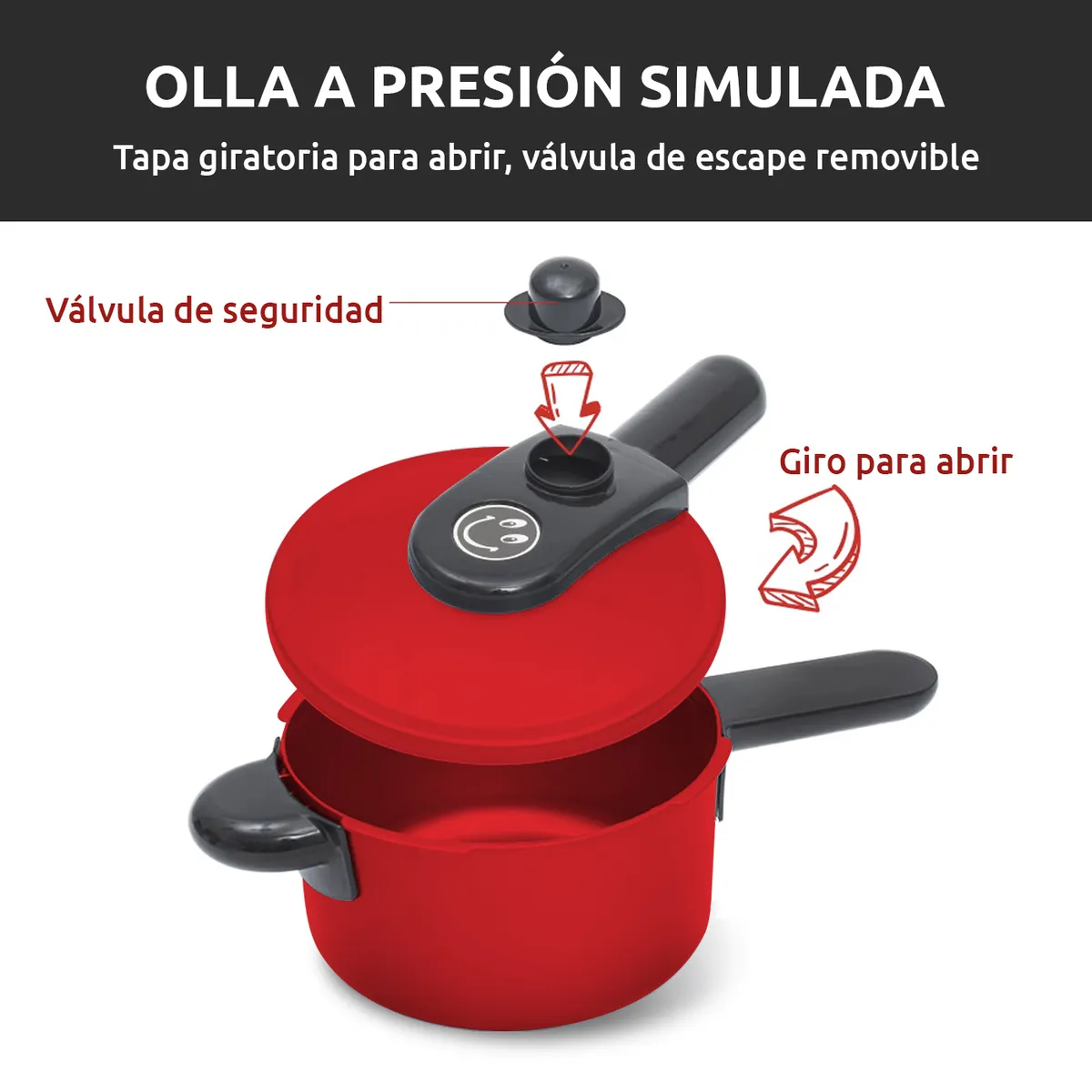ANIKIDS - Set De Cocina De Juguete 36pcs Niños Juego De Mini Chef Rojo