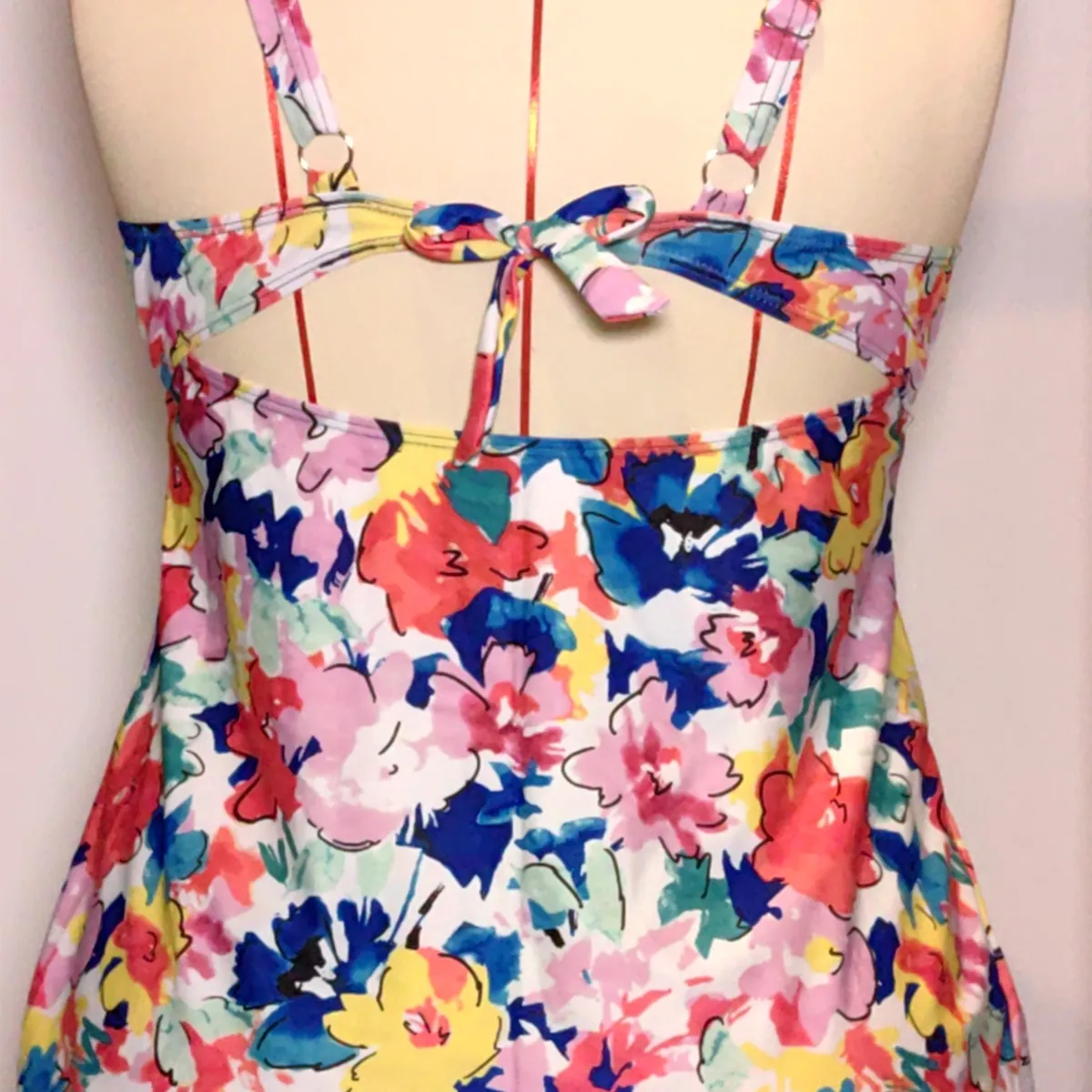 SHANDIAN - Traje de baño Tankini de dos piezas para mujer floreado