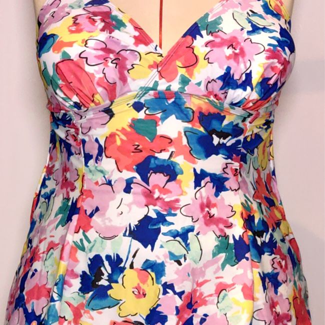 SHANDIAN - Traje de baño Tankini de dos piezas para mujer floreado