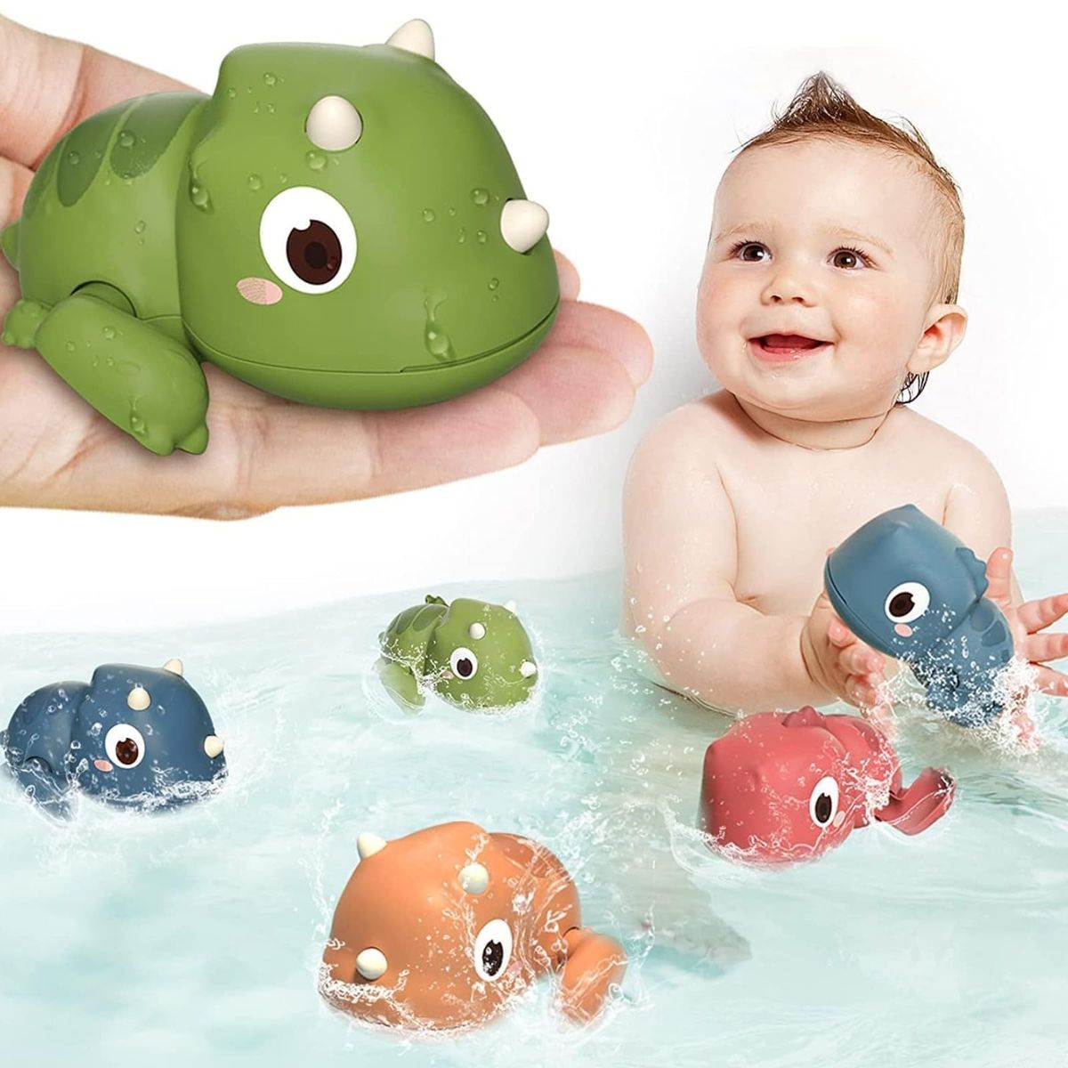 EVERSO - Juguetes De Baño De Dinosaurios Nadadores Para Niños 6Piezas