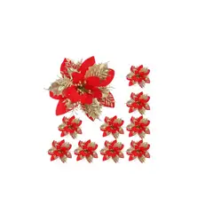 GENERICO - Pack 10 Flores Navideña Adorno De Navidad Decoración Árbol