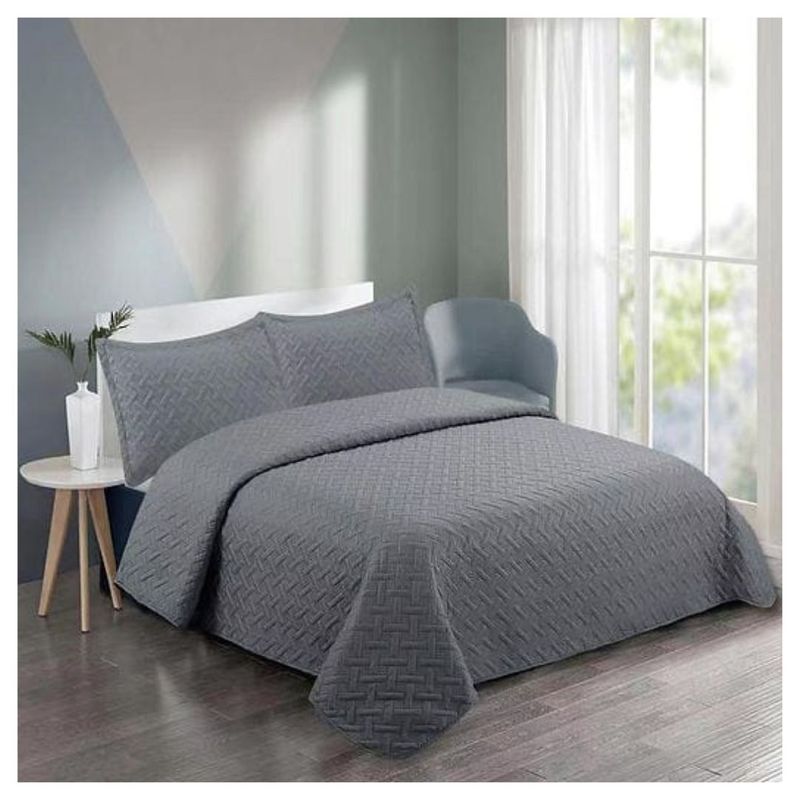 GENERICO - Cubrecama Quilt Verano 2 Plazas - Gris Oscuro