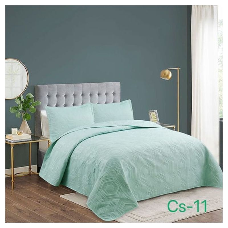 GENERICO - Cubrecama Quilt Verano King- Celeste
