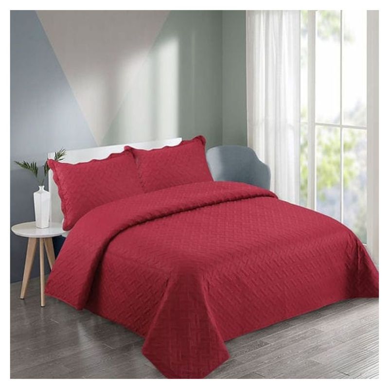 GENERICO - Cubrecama Quilt Verano King- Rojo