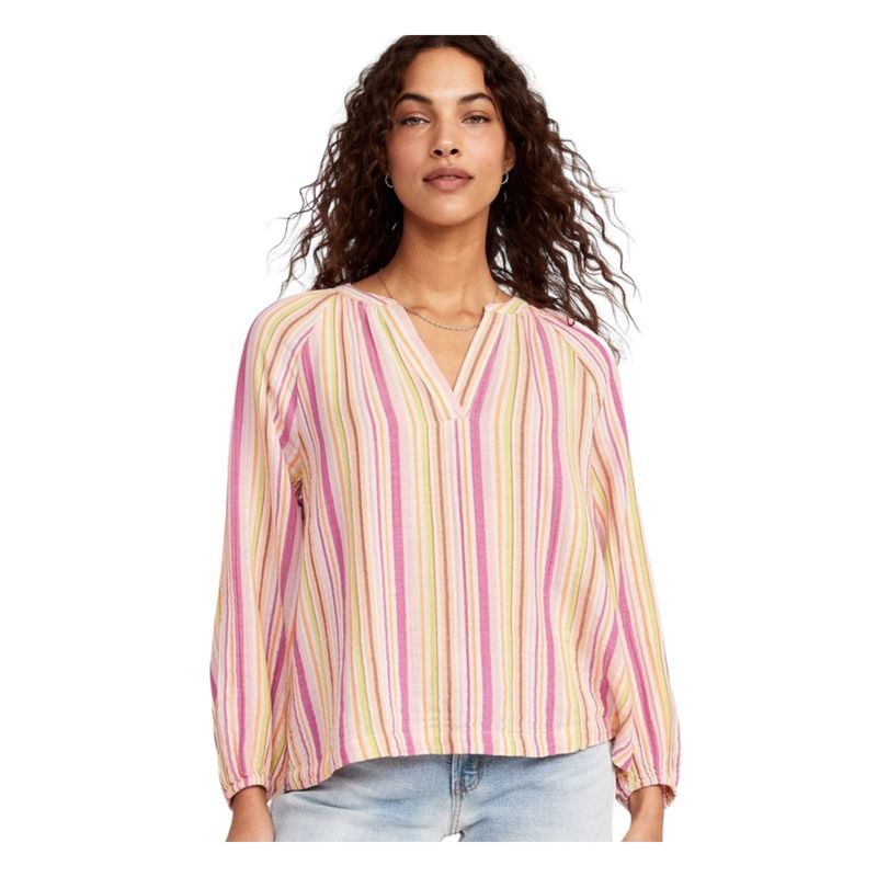 OLD NAVY - Blusa Manga Larga Cuello En V Multicolor Mujer OLD NAVY