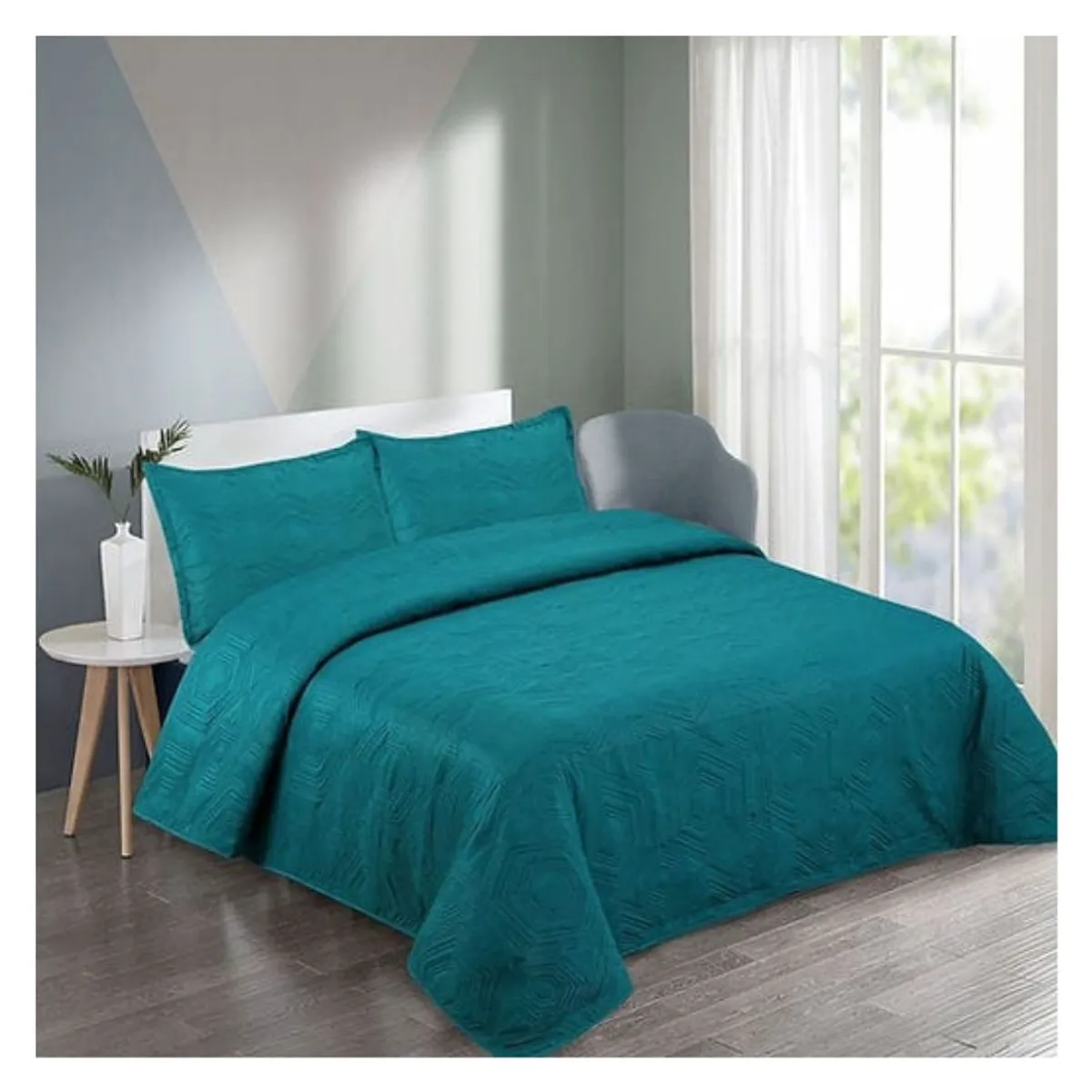 GENERICO - Cubrecama Quilt Verano King- Turquesa