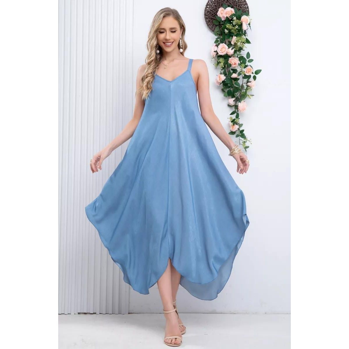 LOOK SHOP - Vestido Largo Asimétrico Verano, Maxi Vestido. Premium 305